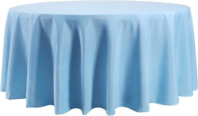 Cupuamon 132 inch Round Tablecloth Washable Polyester Table Cloth Decorative Table Cover for Wedding Party Dining Banquet（132 inch,Blue Mist）