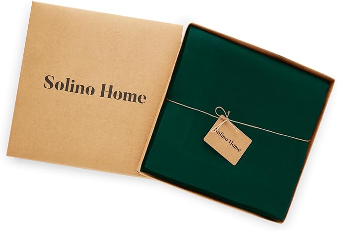 Solino Home Green Linen Tablecloth 70 x 144 Inch - 100% Pure Linen Table Cloth for Rectangle Tables - Sonoma, Machine Washable Tablecloth for Winter, St Patricks Day