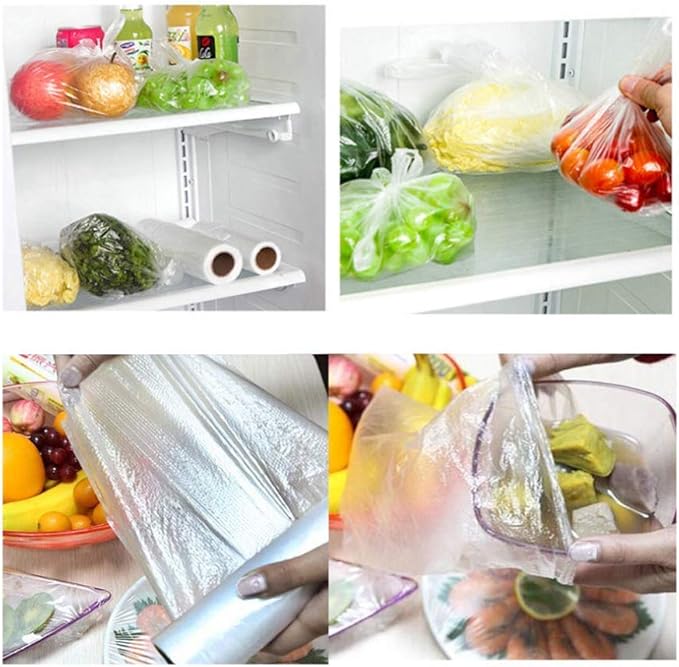 RBHK 12x16 Plastic Produce Bag on a Roll Clear Food Storage Bags, Pet Bags, Diapers Bags, One Roll 350 Bags (8 Rolls)