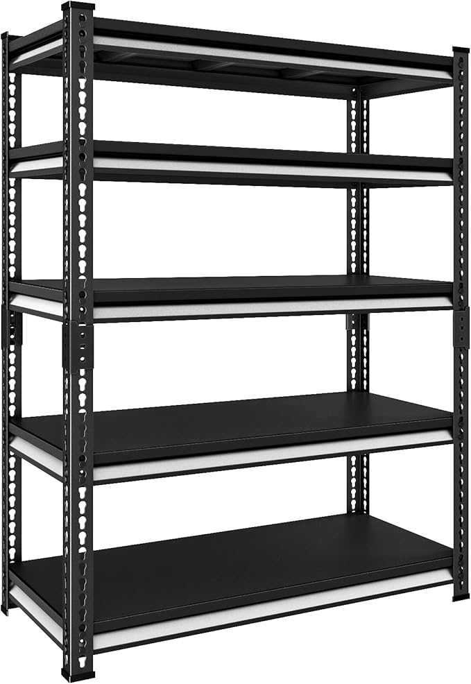 40" W Garage Shelving Heavy Duty, 2250 Lbs Loads Garage Storage Shelves Heavy Duty, 5-Tier Metal Shelving Units and Storage for Basement, Retiple Tanks,40" Wx18 Dx72 H, Black