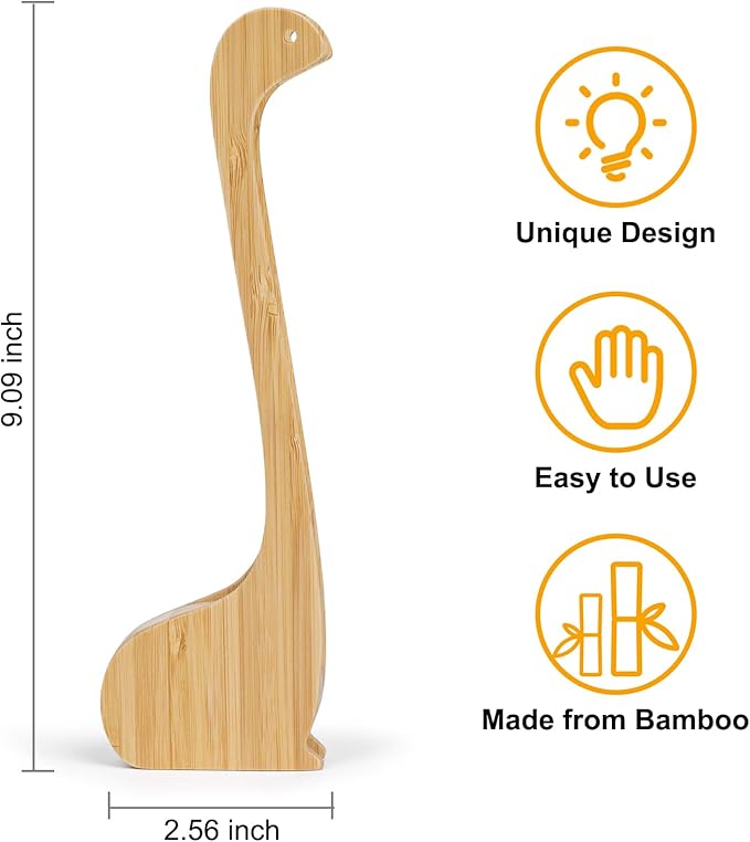 Bamboo Nessie Toast Tongs ??10??Toaster Tongs for Bread & Bagels, Heat-Resistant Bamboo Kitchen Tongs with Anti-Slip Grip, Cute Loch Ness Monster Design for Cooking & Serving