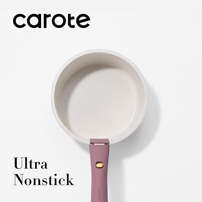 CAROTE 6pcs Nonstick Sauce Pan Sets with Lid 3 Sizes竊?.5QT, 2QT & 3QT竊? Non Stick Cooking Pot with Detachable Handle, Kitchen Sauce Pots Induction Pot, PFOA FREE, Dishwasher Safe, Purple