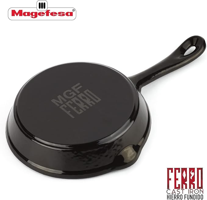 Magefesa FERRO 6.1" Enameled Cast Iron Black Skillet, Superior Heat Retention & Distribution, Compatible with All Cooktops, Induction & Oven Safe, Energy-Efficient, Durable, Easy to Clean