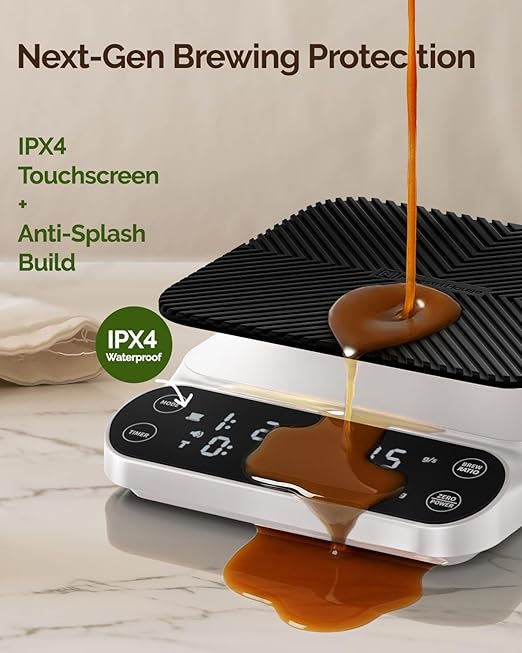 Maestri House S3 Coffee Scale with Timer, 3kg/0.1g Rechargeable Digital Scale, 3 Brew Modes, Adjustable Ratios & Flow Rate Display, Barista-Grade for Pour-Over, Espresso, French Press ?“White