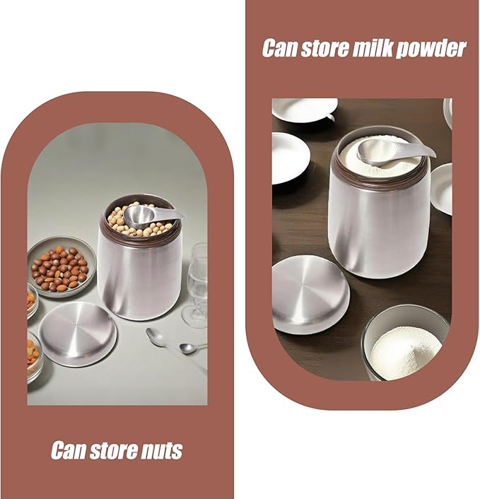 MEKBOK Coffee Canister,Airtight Stainless Steel Kitchen Food Storage Container with Date Tracker and Scoop for Grounds Coffee,Airtight Coffee Beans, Flour,Cereal,(18 OZ