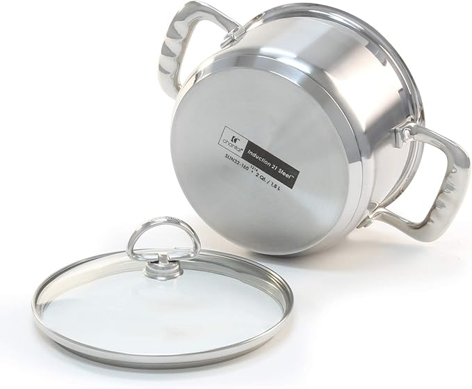 Chantal Induction 21 Steel Soup Pot with Glass Tempered Lid (2-Quart)
