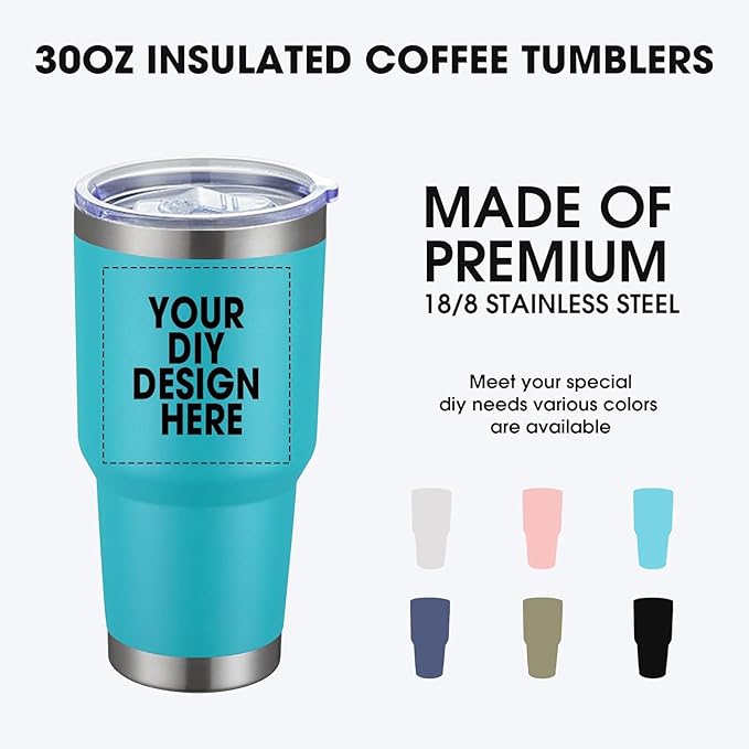 SMLIXE Personalized Coffee Tumbler Print in USA 30oz Stainless Steel Double Wall Insulated Coffee Cup With Text Photo Logo