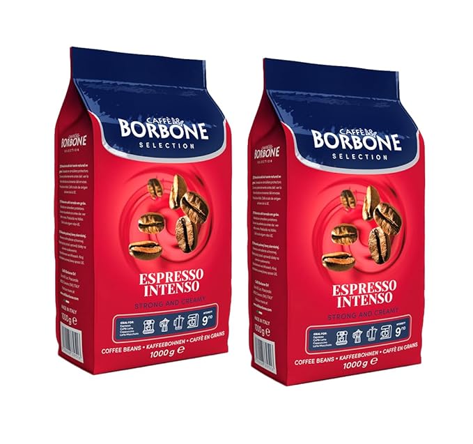 Caff챔 Borbone, Whole Bean Coffee Blend, Espresso Intenso, Medium Roast, Roasted and Freshly Packaged in Italy, 2.2 Pound Bag (Pack of 2)