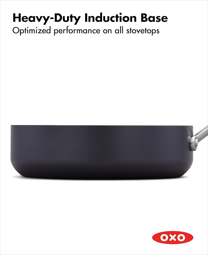 OXO Professional 5 Piece Cookware Pots and Pans Set, Hard Anodized Ceramic Nonstick PFAS-Free, Stainless Steel Handles, Induction Suitable, Diamond Reinforced Coating, Dishwasher and Oven Safe, Black