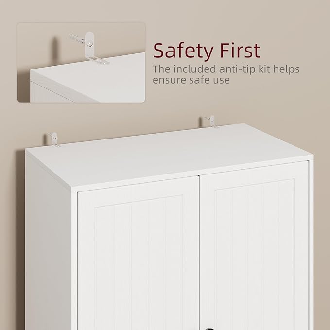 4 EVER WINNER 72" Tall Pantry Cabinet, Farmhouse Storage Cabinet with Adjustable Shelves and Drawers, Rustic Wood Cupboard for Kitchen, Dining, Living Room, White