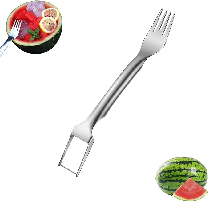 Watermelon Cutter ??2025 Upgraded Stainless Steel 2-in-1 Fork Slicer Tool | Portable & Multi-Functional for Effortless Fruit Slicing at Home, Parties, Camping & Kitchen Use (1, B)