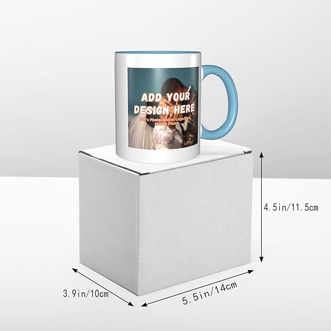 Customizable Mugs and Coffee Cups with Various Creative Designs Customize Your Photos Images Texts Partial or Full-Size Printing (Partial, Sky Blue)