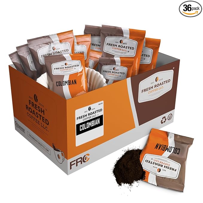 Fresh Roasted Coffee, Colombian, Kosher, Pre-Ground Fractional Packs, 2.25 Ounce, 36 Count