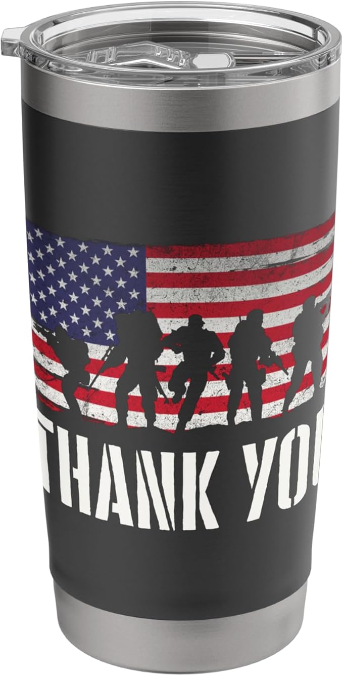 Thank You - Patriotic America Veterans Memorial Day Stainless Steel Insulated Tumbler