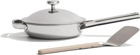 Our Place Mini Titanium Always Pan Pro | 8.5" PFAS-Free Nonstick Frying Pan with Spatula | Chef-Grade Tri-Ply Stainless Steel & Aluminum Build | Induction & Oven-Safe up to 1000째F | Chrome