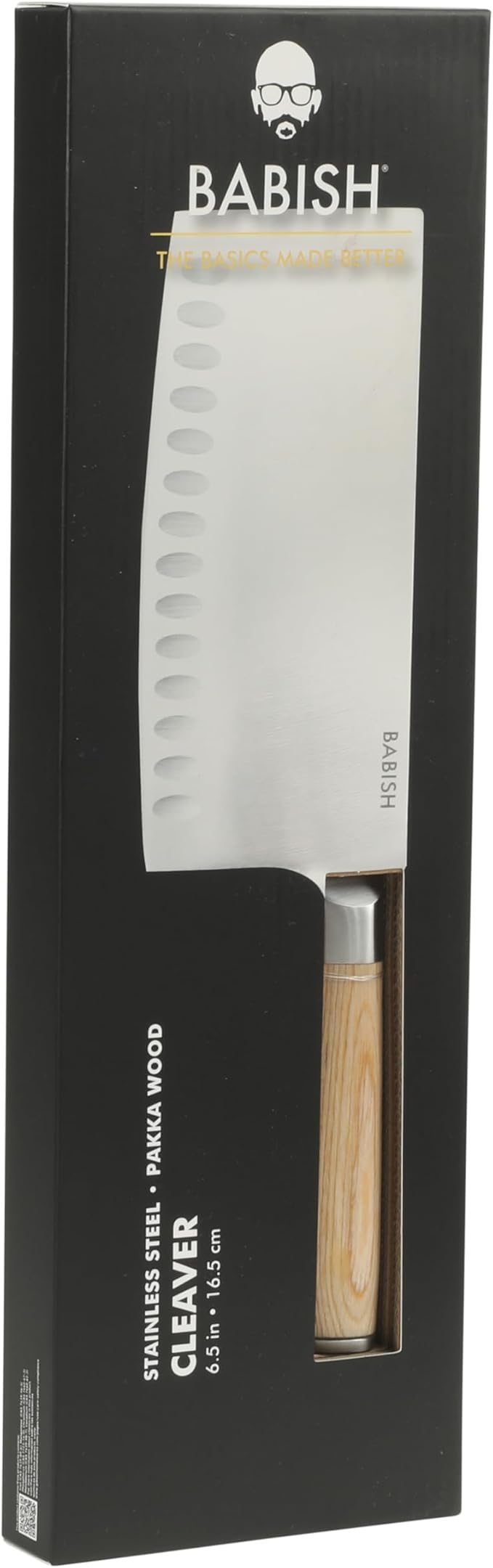 Babish 6.5-Inch Forged Cleaver Knife with Light Pakka Wood Handle ??High-Carbon 1.4116 German Steel Full Tang Kitchen Knife for Heavy-Duty Chopping and Slicing