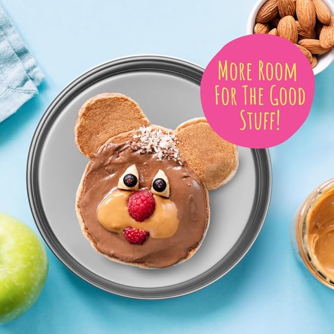 Elk and Friends 7.8??Stainless Steel Non Divided Plates with Silicone Sleeve + Storage Lid | Baby, Toddler, Kids | Dishwasher Safe | Dinner & Snack Plates | 2 Pack