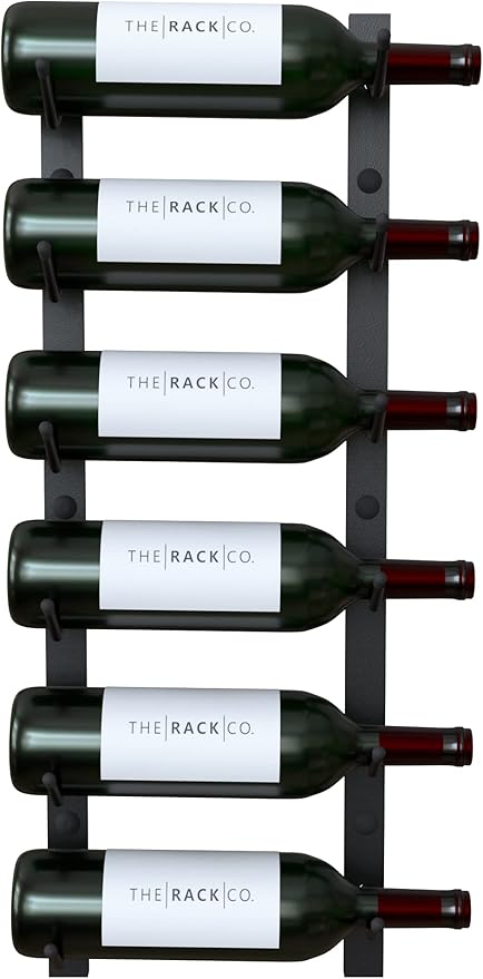 Y-Furniture The Rack Co. - Wall Mounted Wine Rack, Wine Storage (Satin Black Finish) (Steel, 6 Bottles)