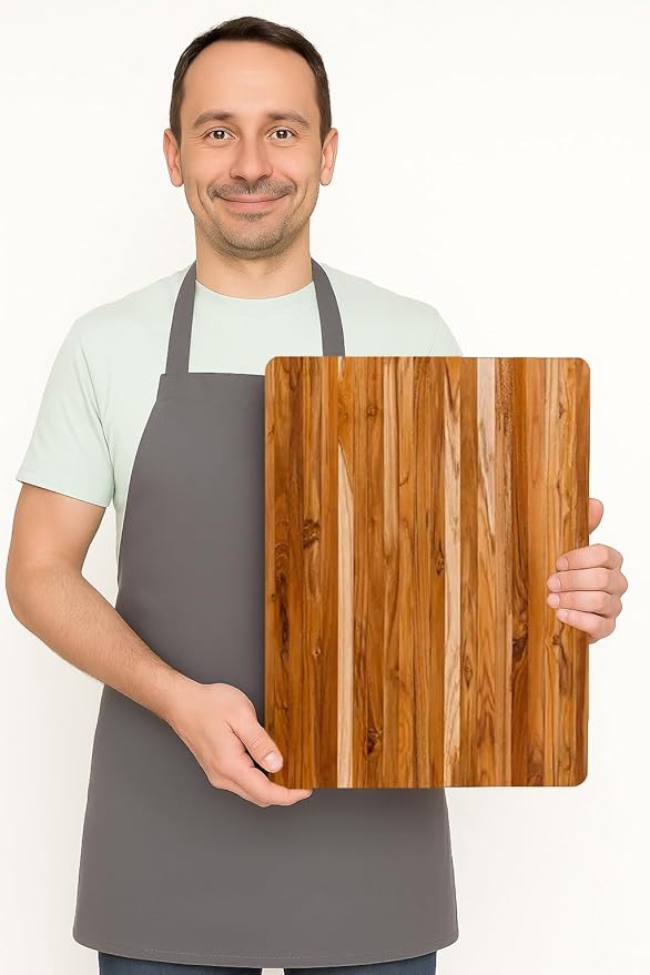Teakhaus Carving Board and Cutting Board Oil Set - Includes Medium (M) Wood Cutting Board with Grip Handles and EON Food Grade Mineral Oil - Knife-Friendly - FSC Certified