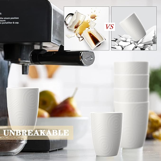 Homienly Kitchen Cups 12 OZ Wheat Straw Drinking Glasses?밬nbreakable, Lightweight & Reusable Alternative to Plastic Cups,Dishwasher Safe Cups for Kitchen & Outdoor Use (White, 6 PCS)