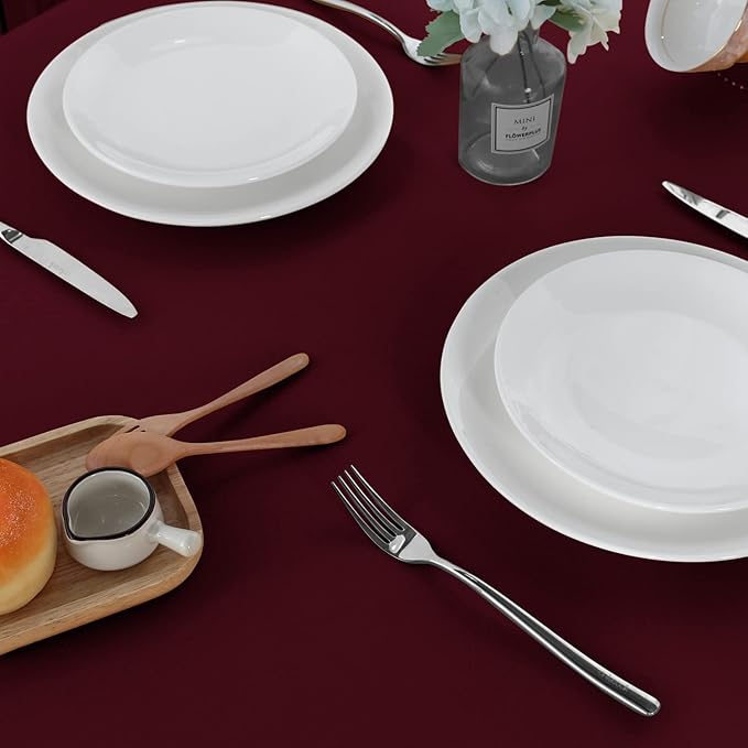 sancua 2 Pack Burgundy Tablecloth 54 x 54 Inch, Stain and Wrinkle Resistant Square Table Cloth - Washable Polyester Table Cover for Dining Tables, Buffet Parties and Camping