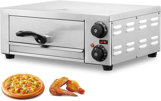 VEVOR Electric Pizza Oven for Countertops, 12-inch, 1500W, with Temp Control & 0-60 Min Timer, Even Baking Technology & Easy Clean Crumb Tray, Ideal for Both Commercial & Home Kitchens