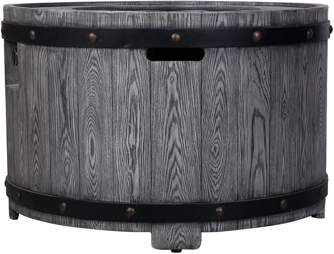 Afterglow Outdoor 36" Round TerraFdab Propane Fire Pit Table for Outside Patio Backyard Garden, Firepit Table with Weather Cover and Lava Rocks(Gas Tank not Included)竊?0000 BTU, Wood Look(Grey)