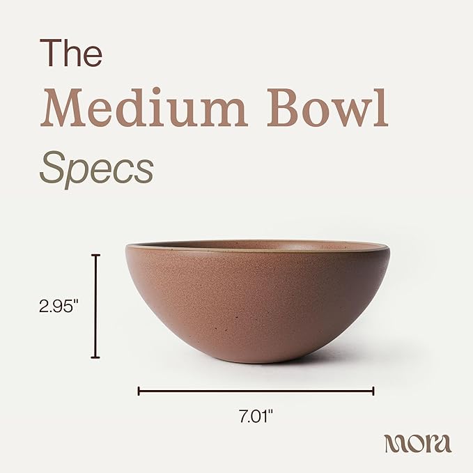 MORA Medium Bowls Set of 4, 28oz Ceramic Pottery Everyday Bowls - Microwave, Oven and Dishwasher Safe - Terracotta