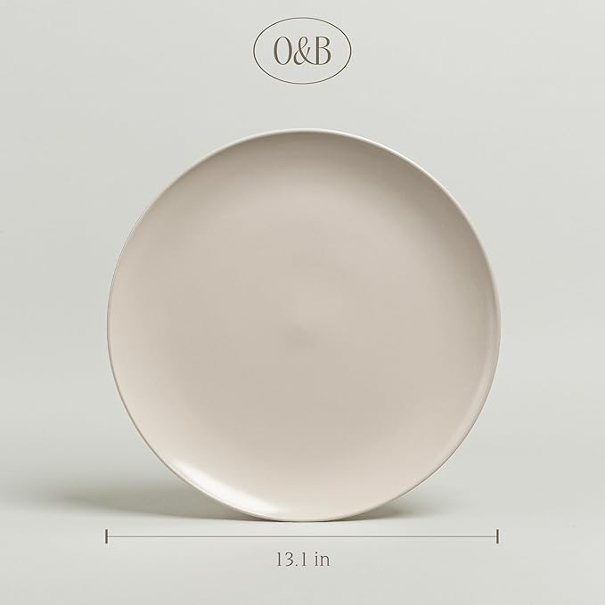 over&back Coupe Stoneware Serving Platter - Elegant 1-Piece Round Serving Platter to Complete Your Kitchen Set - 13.1" x 13.1" - Semi-Matte Ivory