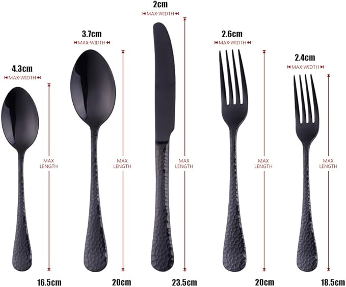 20-Piece Black Flatware Silverware Set, Bisda Stainless Steel Cutlery Sets, Multipurpose Use for Home, Kitchen, Restaurant, Hotel Tableware Utensil Service for 4