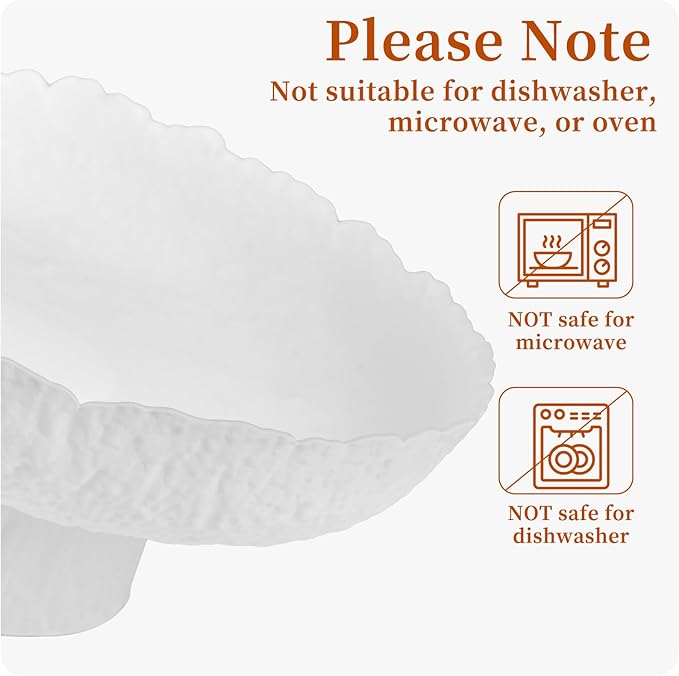 Large Glass Fruit Bowl for Kitchen Counter Decorative Centerpiece Bowl for Table Home D챕co, White Hammered