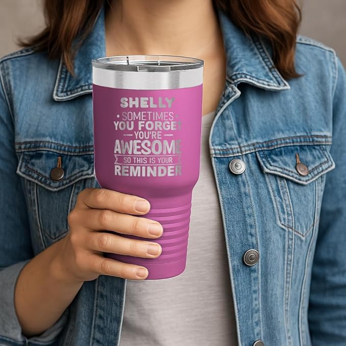Personalized Inspirational Tumbler, Inspirational Gifts for Men Dad Father Wife Sister Women, Custom Birthday For Him Her, Customized You?셱e Awesome Tumbler, Teacher Coworker Gifts 30oz Pink
