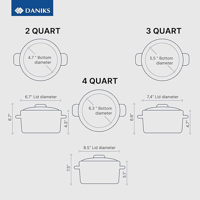 Daniks Orlando 11-Piece Stainless Steel Cookware Set with Glass Lids, Includes Saucepan and Frying Pan, Tri-Ply Bases for Even Heating, Induction Compatible, Dishwasher Safe, Heatproof Handles