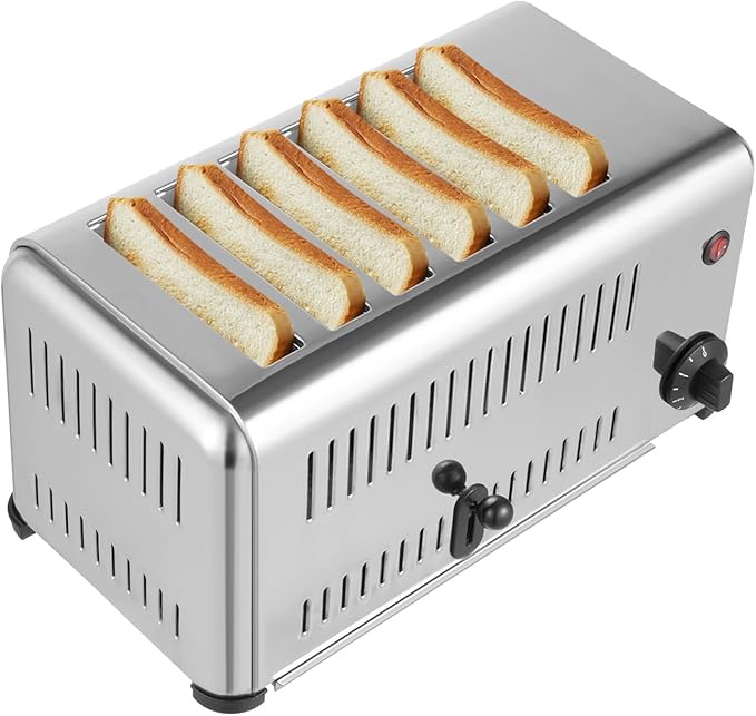 6 Slice Commercial Toaster, 1680W/110V Bread Oven with 2 Modes, Stainless Steel Toast Sandwiches Berad Baking Machine, for Household Kitchen Restaurant Bakery Dessert Store (16.1 * 8.7 * 8.5in)