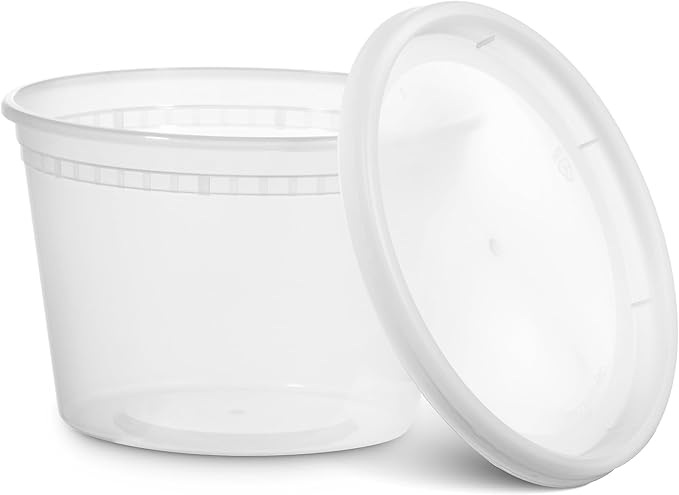 JoyServe 16 Oz Deli Food Containers with Lids - (180 Sets) Airtight Plastic Food Storage for Takeout, Meal Prep, To-Go, and Soup Freezer Containers with 180 Lids, BPA-Free, Dishwasher, Microwave Safe