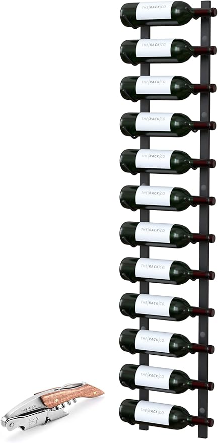 Y-Furniture The Rack Co. Wall Series - Wall Mounted Wine Rack, Wine Storage (Satin Black Finish) (Steel, 12 Bottles)