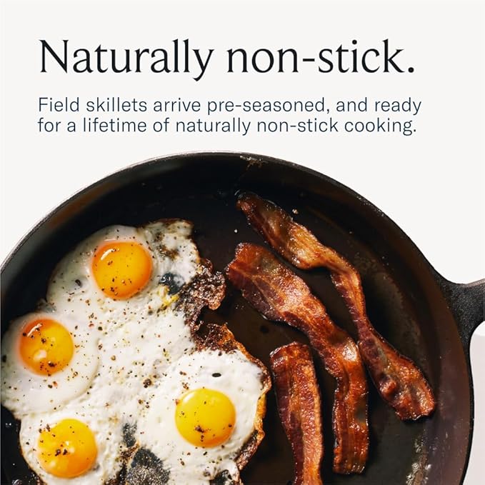 Field Company 8.38-Inch Cast Iron Skillet – Pre-Seasoned Frying Pan for Searing, Baking & Everyday Cooking, Lighter & Easy to Handle, Smooth, Made in USA (No.6, 1–2 Servings)