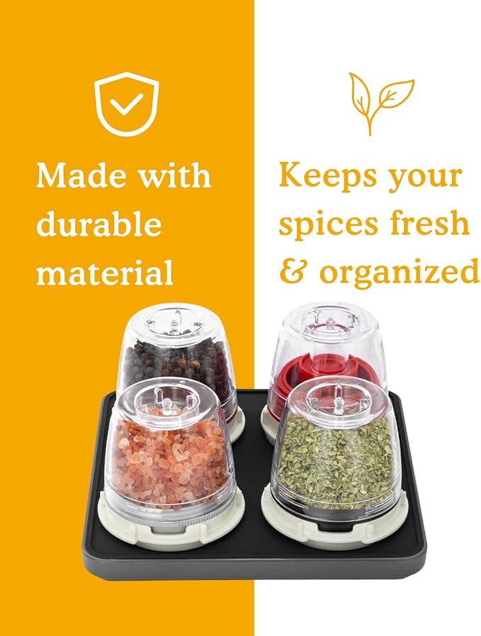 FinaMill Slate Quartet Stackable Tray ??Spice Rack for 4 FinaMill Pods, Durable Kitchen Organizer for Spice Grinder, BPA-Free, Easy to Clean, Keep Spices Neat & Accessible, Home and Kitchen Gift Ideas