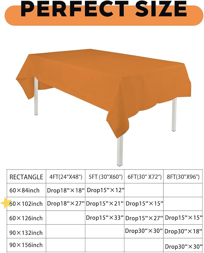 TWINPRET Rectangle Tablecloth 60 x 102 Inch, Glod Waterproof Washable Polyester Table Cloth - Stain & Oil Resistant Rectangular Table Cover for Banquet & Party (Fits 6 Foot Tables) [2 Pack]