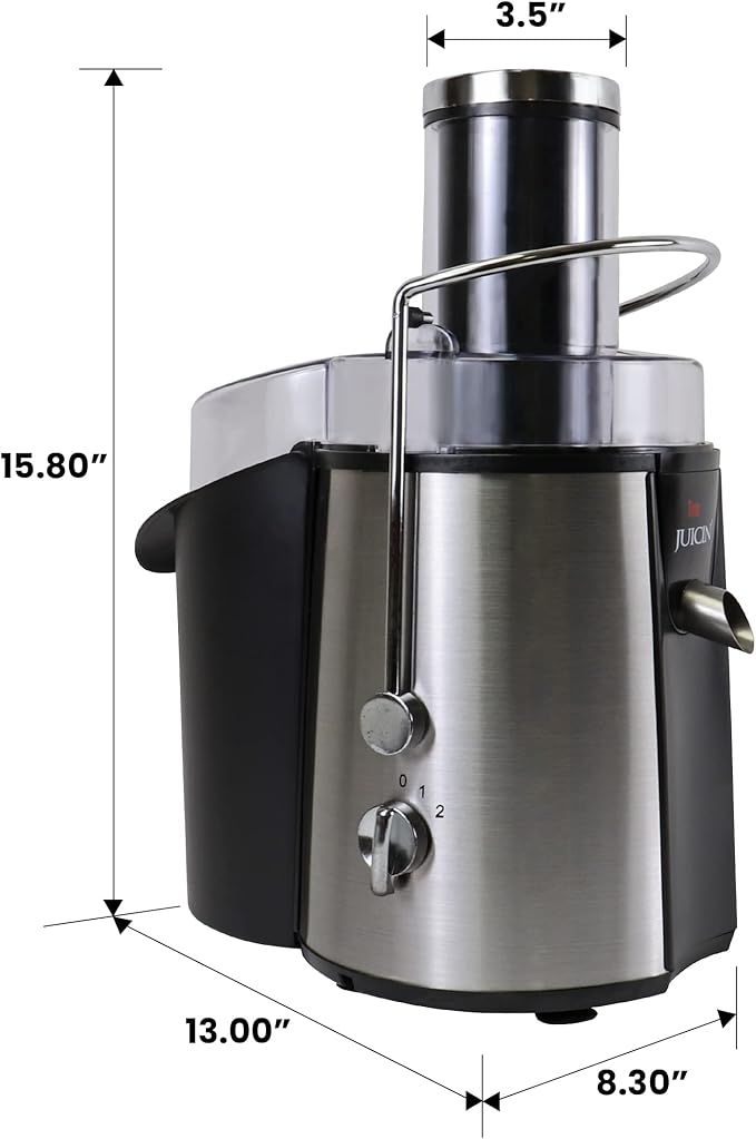 Total Chef Wide Mouth Juicer Machine ??2 Speed Slow Masticating Juicer for Vegetables & Fruits, High Yield Juice Extractor, Easy to Clean, Compact Juicing Machine for Fresh Juice