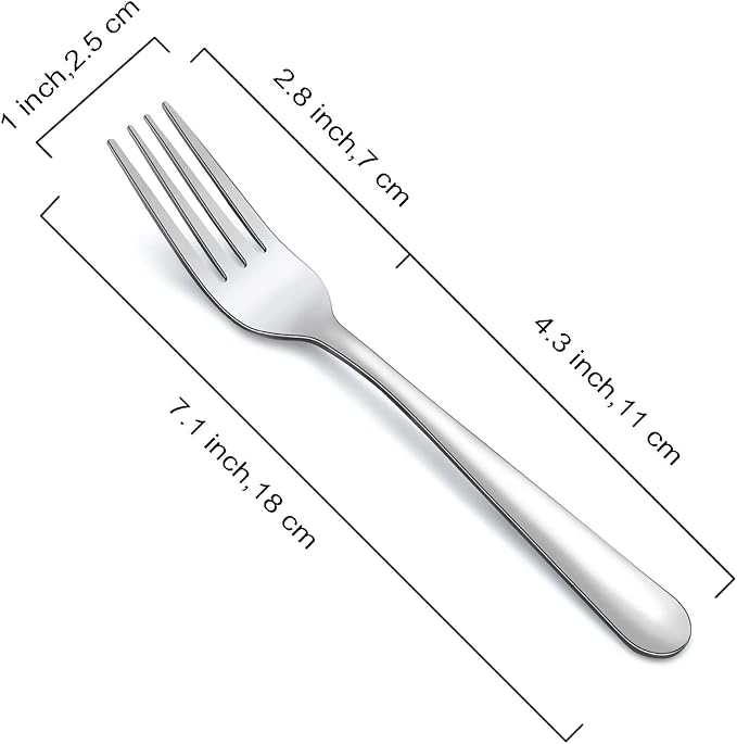 24-Piece Dinner Forks Set, Funnydin 7.1 Inches Stainless Steel Forks Silverware, Durable Table Forks Set, Use for Home, Kitchen and Restaurant - Mirror Polished, Dishwasher Safe
