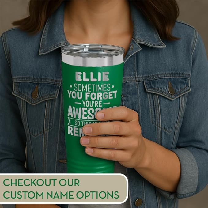 Spotted Dog Company Inspirational Tumbler, Inspirational Gifts for Men Dad Father Wife Sister Women, Birthday For Him Her, You?셱e Awesome Tumbler, Teacher Coworker Gifts 20oz Green