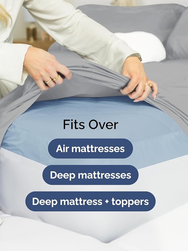 Extra Deep Pocket Full Sheets - 4 Piece Breathable & Cooling Bed Sheets - Hotel Luxury Bed Sheet Set - Soft, Wrinkle Free & Comfy - Easily Fits Extra Deep Mattresses - Deep Pocket Steel Blue Sheets