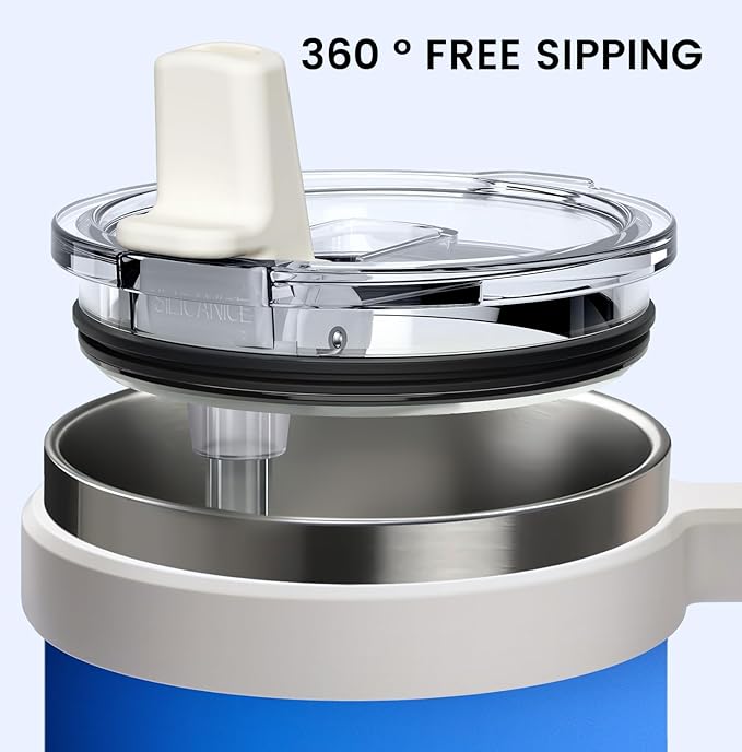 SILICANICE Kids - 24oz Insulated Tumbler - Removable Flip Spout & Straw Water Bottle With Durable handle, Base & Lid, Leak proof, Perfect for School, Sports, Lunch, Travel & Camp- Blue