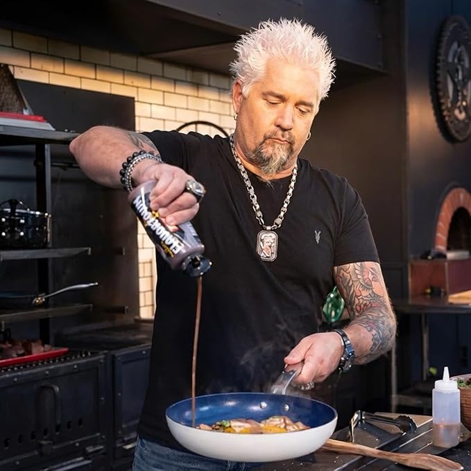 Guy Fieri's Flavortown 2-Piece Ceramic Cookware Set, Nonstick Frying Pan Set 10" and 12", Easy-Clean Kitchen Cookware, Made without PFAS PTFE PFOA, Induction Compatible, Dishwasher Safe, Blue & White