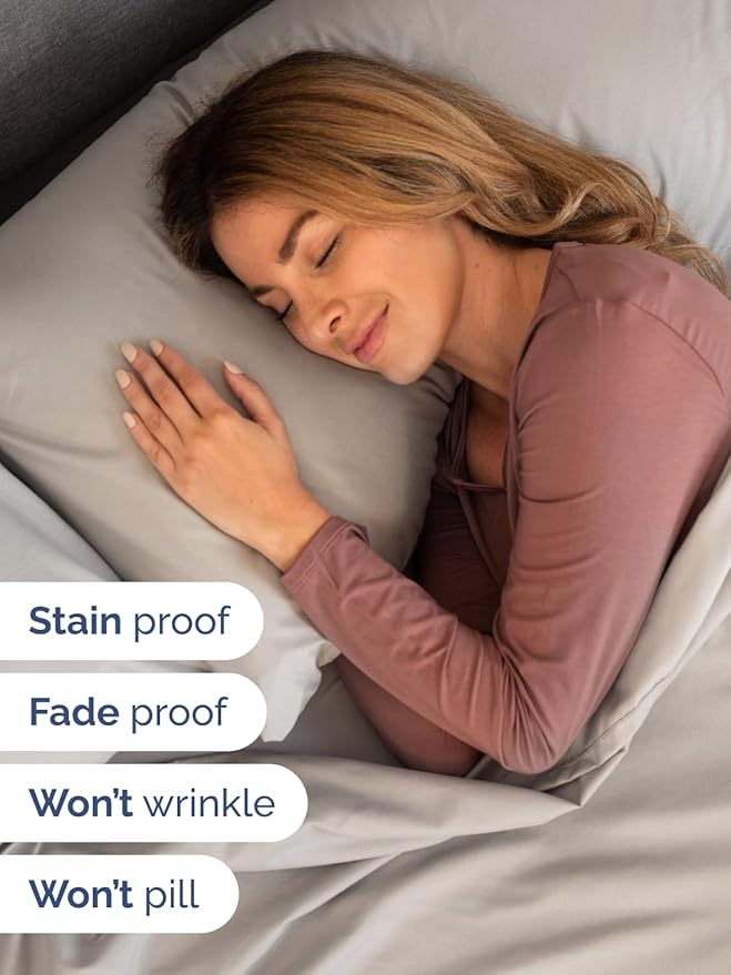 Extra Deep Pocket Queen Sheet Set - 4 Piece Breathable & Cooling Bed Sheets - Hotel Luxury Sheet Set - Soft, Wrinkle Free & Comfy - Easily Fits Extra Deep Mattresses - Deep Pocket Light Grey Sheets