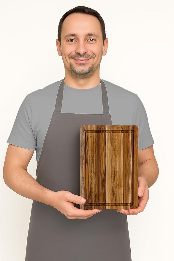 Teakhaus Cutting Board - Small (S) Wood Cutting Board with Juice Groove (14?쒵 x 10?쓂) Holiday Gift Ideas for Men and Women - Gift-Ready, Thin, Lightweight, Reversible, Knife Friendly - FSC Certified
