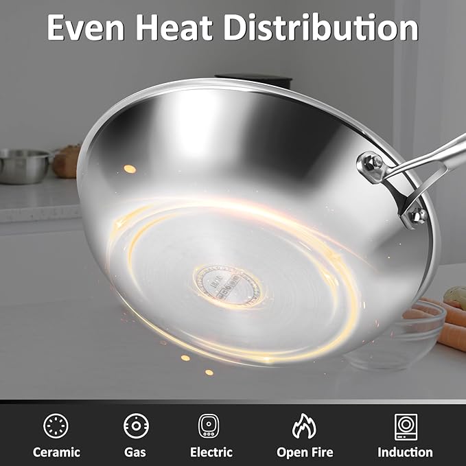 Lazycorner Titanium Non-stick Frying Pan with Lid, 8, 10, and 12 Inch Hammered Nonstick Skillet Set, Titaniums Coating & Scratch-Resistant, PFOA Free, Induction Compatible Cookware