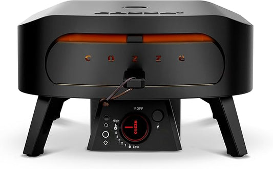 13" Gas Pizza Oven with Rotating Pizza Stone for Easy Restaurant-Style Pizza at Home ??Triple Burner, Built-In Thermometer, Fast 15-Min Preheat, Portable Outdoor Pizza Oven