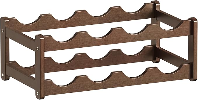 Wine Rack |Open & 2-Tier Bamboo Wine Holder| Freestanding Floor & Countertop Wine Display-Space-Saving Wooden Wine Storage Shelf for Kitchen, Cabinets,Bar & Dining Room(1, 2-Tiers)